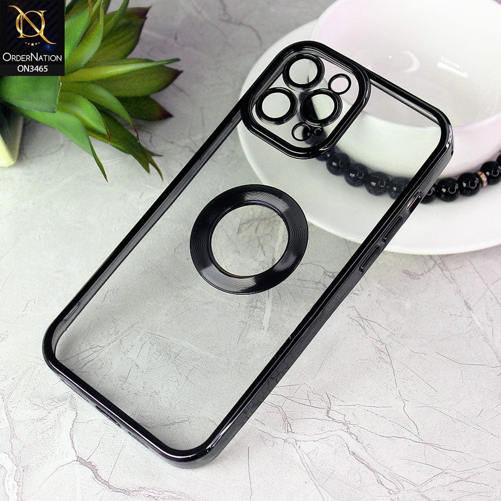 iPhone 12 Pro Max Cover Black Soft Color Borders Logo Hole