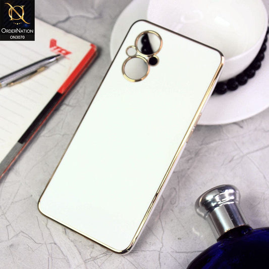 Oppo Reno 7Z 5G Cover - White - Electroplating Silk Shiny Soft Case With Camera Protection