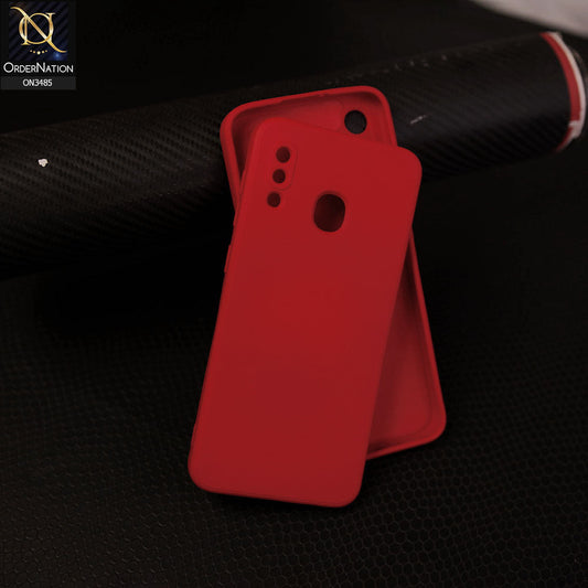 Samsung Galaxy A20 Cover - Dark Red - ONation Silica Gel Series - HQ Liquid Silicone Elegant Colors Camera Protection Soft Case