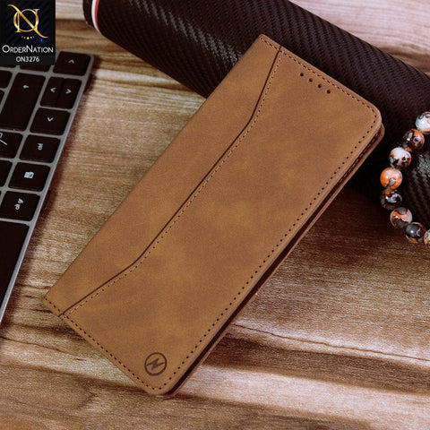Vivo S1 Cover - Light Brown - ONation Business Flip Series - Premium Magnetic Leather Wallet Flip book Card Slots Soft Case