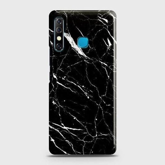 Infinix Hot 8 Cover - Trendy Black Marble Printed Hard Case with Life Time Colors Guarantee