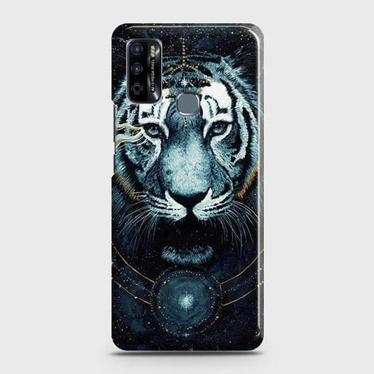 Infinix Hot 9 Play Cover - Vintage Galaxy Tiger Printed Hard Case with Life Time Colors GuaranteeB(33)