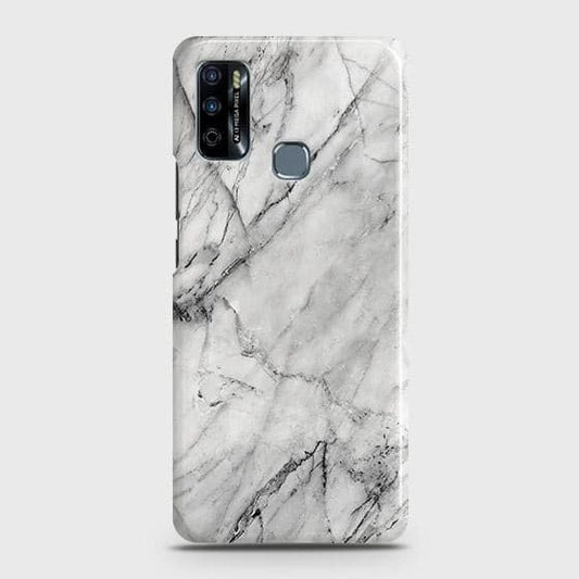 Infinix Hot 9 Play Cover - Matte Finish - Trendy White Marble Printed Hard Case with Life Time Colors Guarantee
