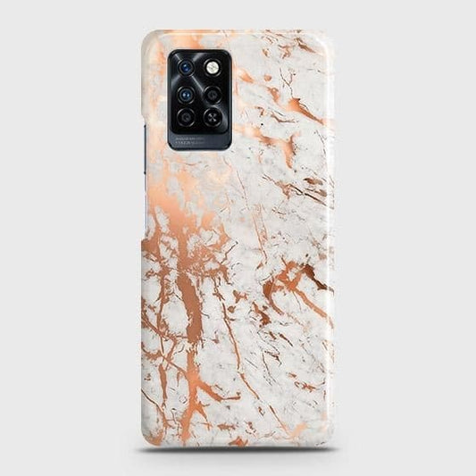 Infinix Note 10 Pro Cover - In Chic Rose Gold Chrome Style Printed Hard Case with Life Time Colors Guarantee