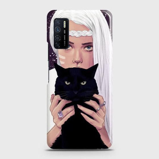 Infinix Note 7 Lite Cover - Trendy Wild Black Cat Printed Hard Case with Life Time Colors Guarantee
