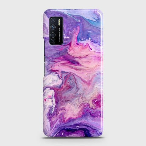 Infinix Note 7 Lite Cover - Chic Blue Liquid Marble Printed Hard Case with Life Time Colors Guarantee