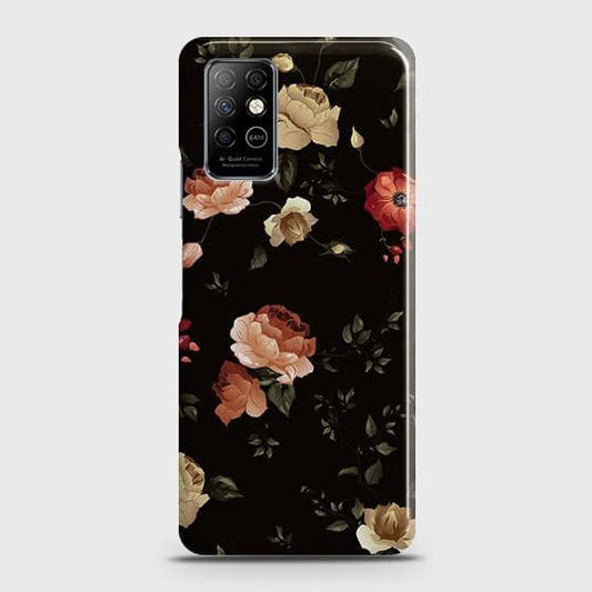 Infinix Note 8 Cover - Matte Finish - Dark Rose Vintage Flowers Printed Hard Case with Life Time Colors Guarantee