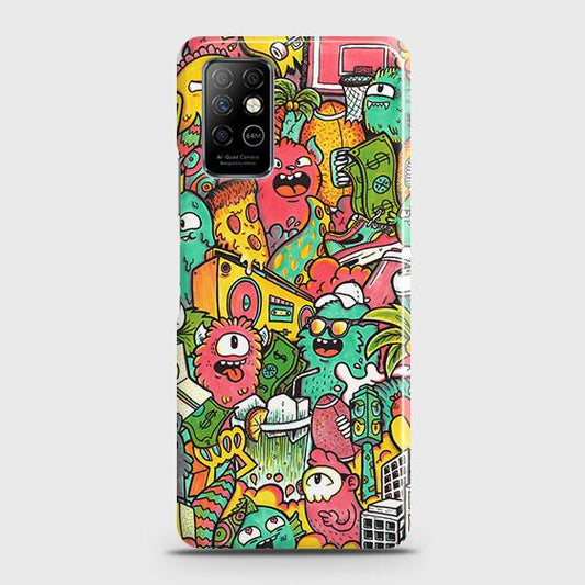 Infinix Note 8 Cover - Matte Finish - Candy Colors Trendy Sticker collage Printed Hard Case with Life Time Colors Guarantee