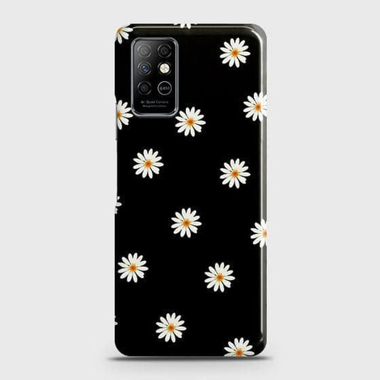 Infinix Note 8 Cover - Matte Finish - White Bloom Flowers with Black Background Printed Hard Case with Life Time Colors Guarantee ( b32)