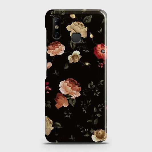 Infinix Smart 4 Cover - Matte Finish - Dark Rose Vintage Flowers Printed Hard Case with Life Time Colors Guarantee ( Fast Delivery )