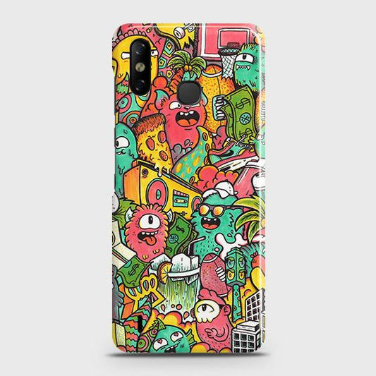 Infinix Smart 4 Cover - Matte Finish - Candy Colors Trendy Sticker collage Printed Hard Case with Life Time Colors Guarantee