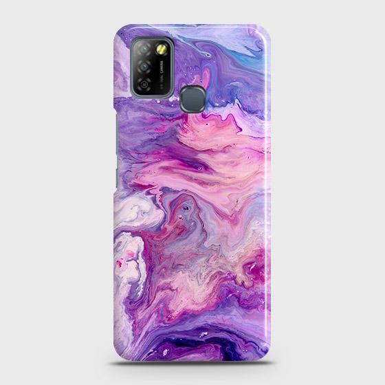 Infinix Smart Cover Chic Blue Liquid Marble Printed Hard Case