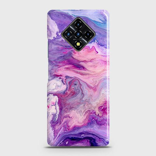 Infinix Zero 8 Cover - Chic Blue Liquid Marble Printed Hard Case with Life Time Colors Guarantee b51