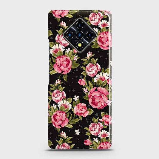 Infinix Zero 8 Cover - Trendy Pink Rose Vintage Flowers Printed Hard Case with Life Time Colors Guarantee