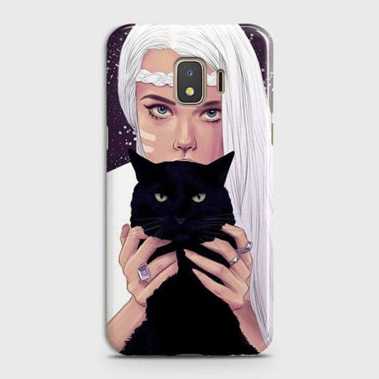 Samsung Galaxy J2 Core 2018 Cover - Trendy Wild Black Cat Printed Hard Case with Life Time Colors Guarantee