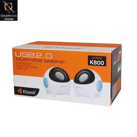 White - Kisonli K800 Small Mini Speakers For PC USB Wired Speaker