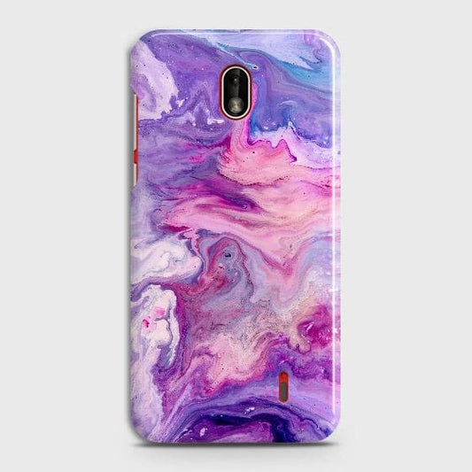 Nokia 1 Plus Cover - Chic Blue Liquid Marble Printed Hard Case with Life Time Colors Guarantee