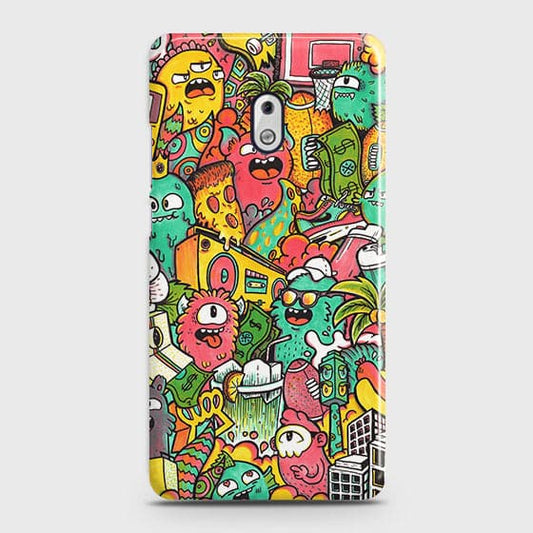 Nokia 2.1 Cover - Matte Finish - Candy Colors Trendy Sticker Collage Printed Hard Case with Life Time Colors Guarantee
