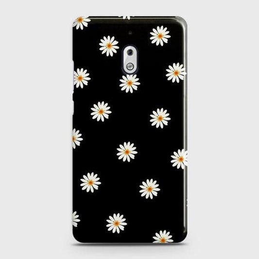 Nokia 2.1 Cover - Matte Finish - White Bloom Flowers with Black Background Printed Hard Case with Life Time Colors Guarantee