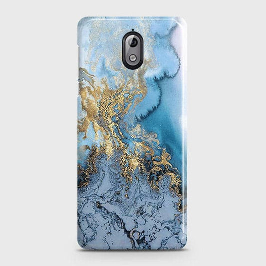 Nokia 3.1 - Trendy Golden & Blue Ocean Marble Printed Hard Case with Life Time Colors Guarantee