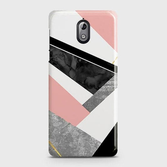 Nokia 3.1 Cover - Matte Finish - Geometric Luxe Marble Trendy Printed Hard Case with Life Time Colors Guarantee