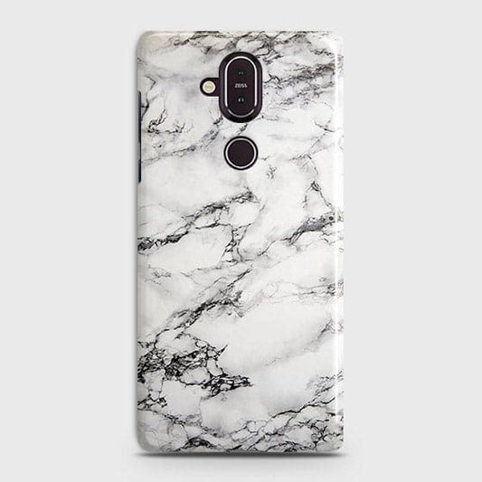 Nokia 8.1 Cover - Matte Finish - Trendy Mysterious White Marble Printed Hard Case with Life Time Colors Guarantee