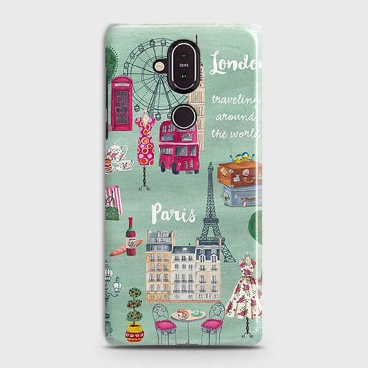 Nokia 8.1 Cover - Matte Finish - London, Paris, New York ModernPrinted Hard Case with Life Time Colors Guarantee