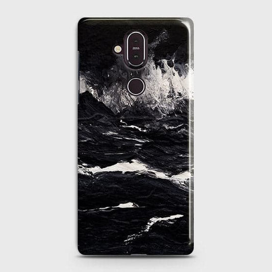 Nokia 8.1 Cover - Black Ocean Marble Trendy Printed Hard Case with Life Time Colors Guarantee