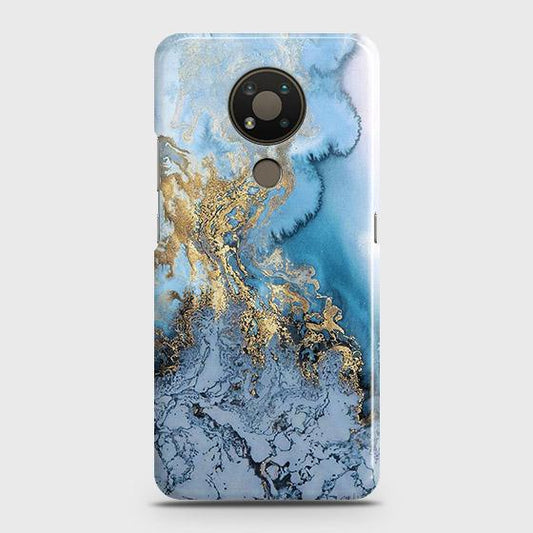 Nokia 3.4 Cover - Trendy Golden & Blue Ocean Marble Printed Hard Case with Life Time Colors Guarantee
