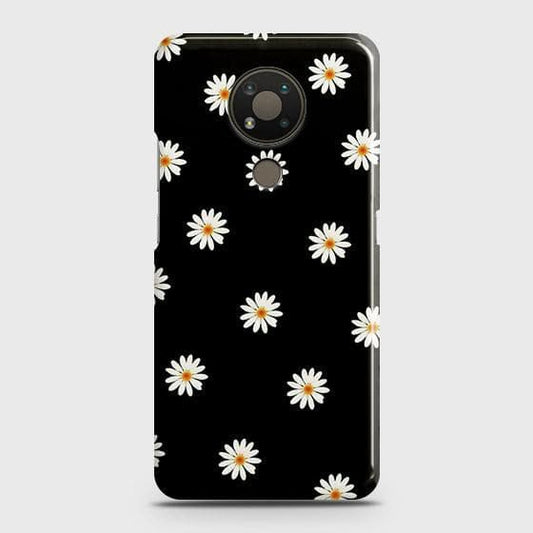Nokia 3.4 Cover - Matte Finish - White Bloom Flowers with Black Background Printed Hard Case with Life Time Colors Guarantee