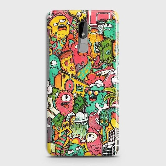 Nokia 3.2 Cover - Matte Finish - Candy Colors Trendy Sticker Collage Printed Hard Case with Life Time Colors Guarantee