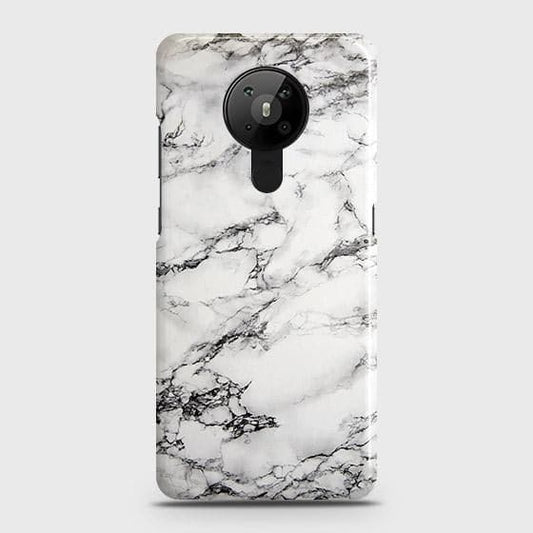 Nokia 5.3 Cover - Matte Finish - Trendy Mysterious White Marble Printed Hard Case with Life Time Colors Guarantee
