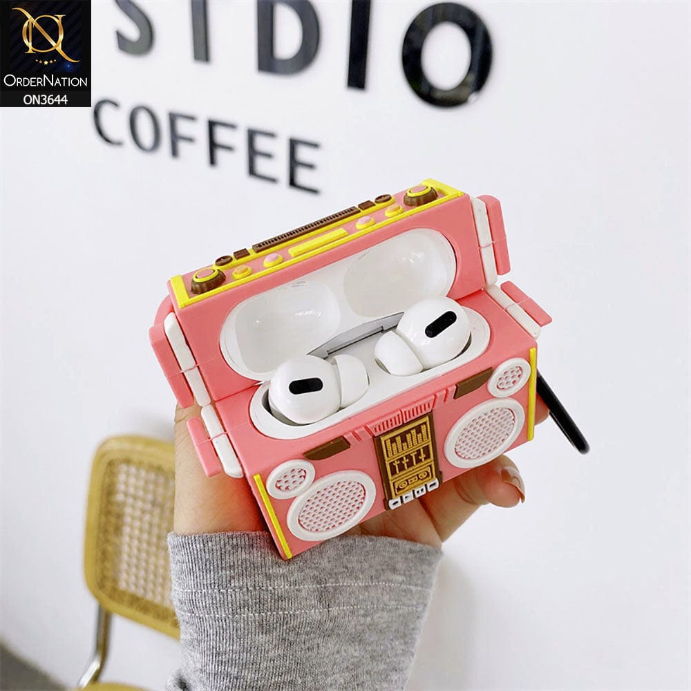 Apple Airpods Pro Cover Pink New Retro Radio Box Style Soft Silico