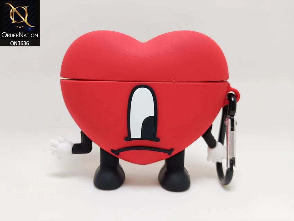 Apple Airpods Pro Cover Red 3D Heart Shape Soft Silicone
