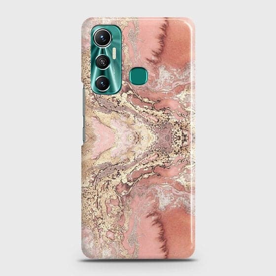 Infinix Hot 11 Cover - Trendy Chic Rose Gold Marble Printed Hard Case with Life Time Colors Guarantee