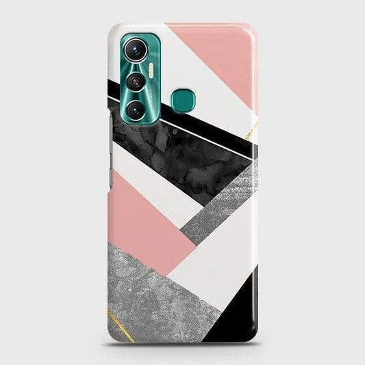 Infinix Hot 11 Cover - Matte Finish - Geometric Luxe Marble Trendy Printed Hard Case with Life Time Colors Guarantee