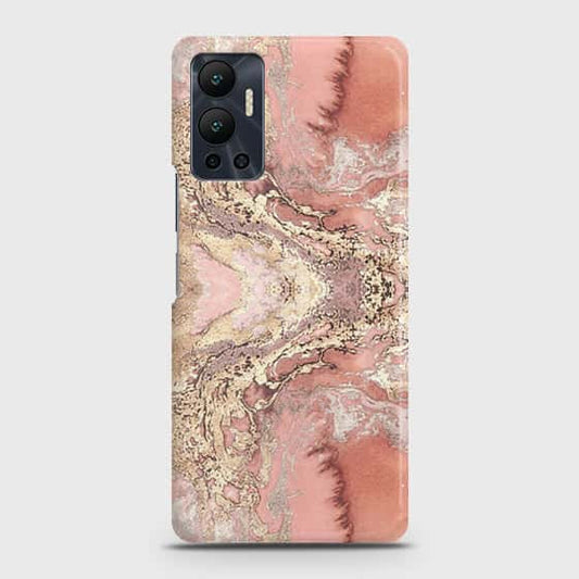 Infinix Hot 12 Cover - Trendy Chic Rose Gold Marble Printed Hard Case with Life Time Colors Guarantee