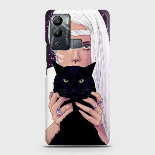 Infinix Hot 12i Cover - Trendy Wild Black Cat Printed Hard Case with Life Time Colors Guarantee