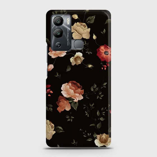 Infinix Hot 12i Cover - Dark Rose Vintage Flowers Printed Hard Case with Life Time Colors Guarantee