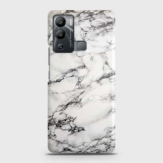Infinix Hot 12i Cover - Trendy White Floor Marble Printed Hard Case with Life Time Colors Guarantee