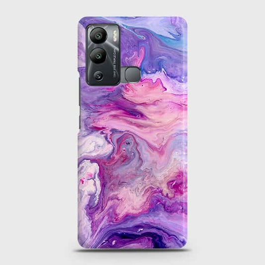 Infinix Hot 12i Cover - Chic Blue Liquid Marble Printed Hard Case with Life Time Colors Guarantee