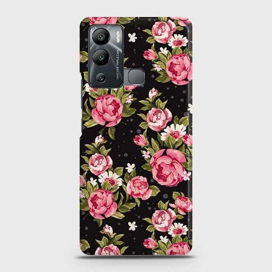 Infinix Hot 12i Cover - Trendy Pink Rose Vintage Flowers Printed Hard Case with Life Time Colors Guarantee