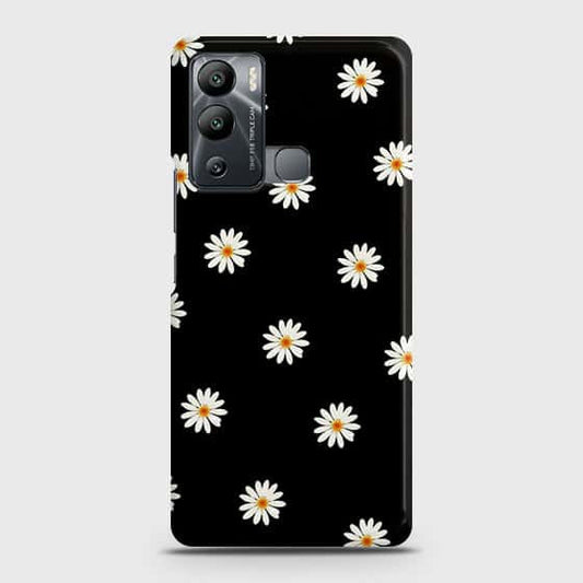 Infinix Hot 12i Cover - White Bloom Flowers with Black Background Printed Hard Case with Life Time Colors Guarantee
