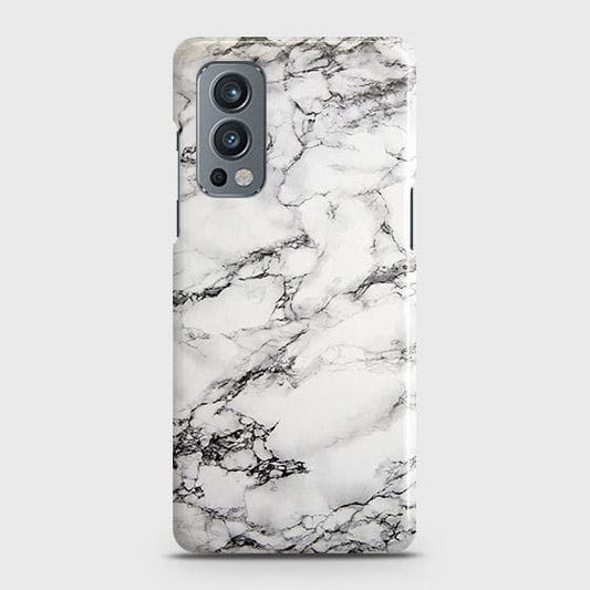 Oneplus Nord 2 Cover - Matte Finish - Trendy White Floor Marble Printed Hard Case with Life Time Colors Guarantee