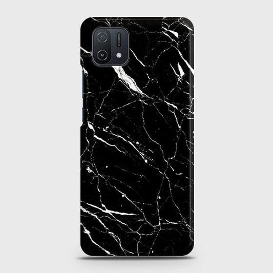 Oppo A16K Cover - Trendy Black Marble Printed Hard Case with Life Time Colors Guarantee