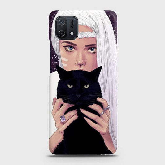 Oppo A16K Cover - Trendy Wild Black Cat Printed Hard Case with Life Time Colors Guarantee