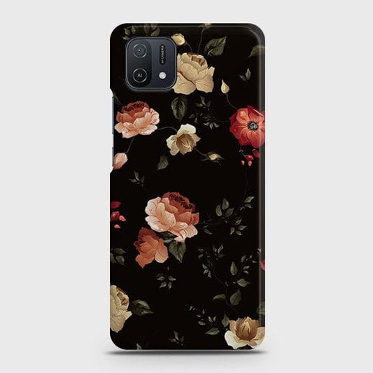 Oppo A16K Cover - Dark Rose Vintage Flowers Printed Hard Case with Life Time Colors Guarantee