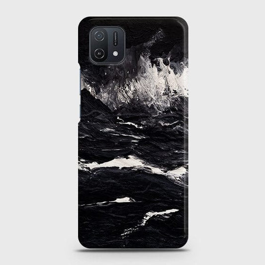 Oppo A16K Cover - Black Ocean Marble Trendy Printed Hard Case with Life Time Colors Guarantee