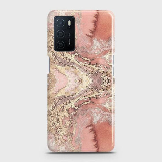 Oppo A55 5G Cover - Trendy Chic Rose Gold Marble Printed Hard Case with Life Time Colors Guarantee ( Fast Delivery )