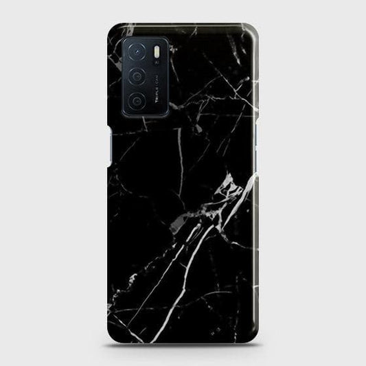 Oppo A16 Cover - Black Modern Classic Marble Printed Hard Case with Life Time Colors Guarantee